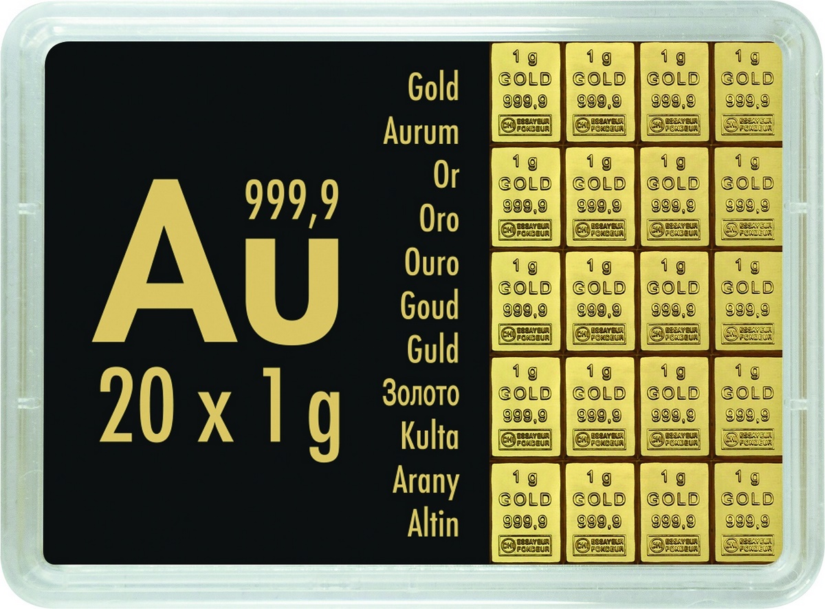 20 g (20 x 1 g) Heraeus oder Valcambi CombiBar Goldbarren Neuware