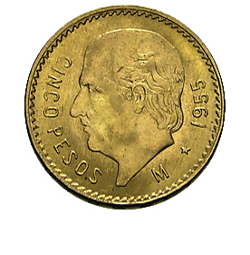 5 Pesos Goldmünze Mexiko 1/2 Hidalgo